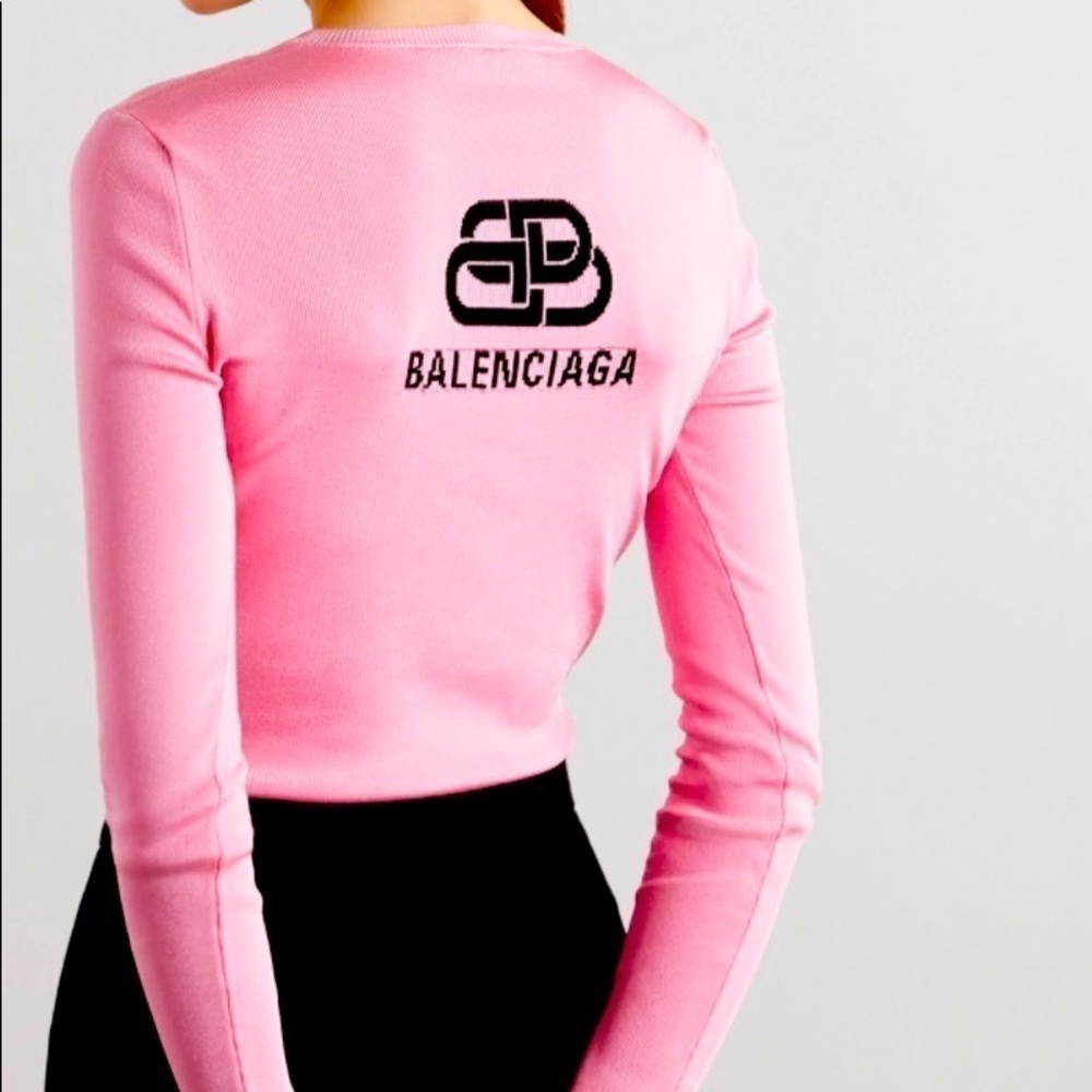 BALENCIAGA Intarsia ribbed-knit cardigan